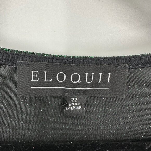 Eloquii Lurex Shimmer Dress 22 Tulip Hem Asymmetrical Cocktail Party Green - Picture 4 of 15